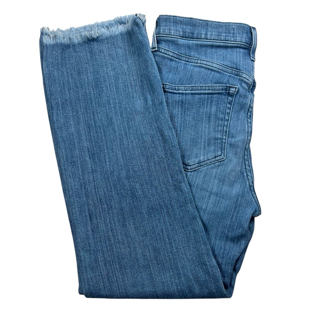 AYR Womens 29 The Pop Straight Ankle Jeans Means Wash Mid Rise Fringe Hem READ